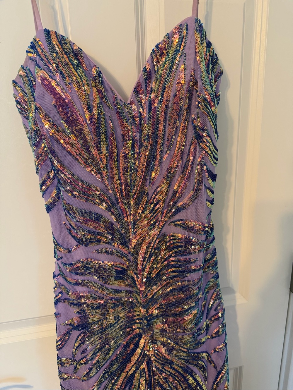 Jovani Prom Dress  08481 Iridescent Purple Spaghetti Strap Dress - Picture 5 of 16